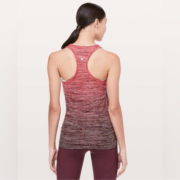 Lululemon Swiftly Tech Racerback Tank Top Red Alert White Black Ombre Size 8 - Picture 2 of 7